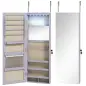 Espejo Joyero de Pared con Luces LED Espejo Pequeño Plegable Cerradura para Colgar en la Pared o en la Puerta Morado