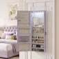 Espejo Joyero de Pared con Luces LED Espejo Pequeño Plegable Cerradura para Colgar en la Pared o en la Puerta Morado