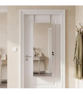 Espejo Joyero de Pared con Luces LED Espejo Pequeño Plegable Cerradura para Colgar en la Pared o en la Puerta Morado