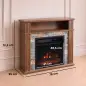 Chimenea Eléctrica Decorativa 1800W con Repisa Efecto Llama 5 Brillos Termostato Temporizador Mando Marrón