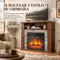Chimenea Eléctrica Decorativa 1800W con Repisa Efecto Llama 5 Brillos Termostato Temporizador Mando Marrón