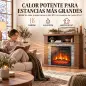 Chimenea Eléctrica Decorativa 1800W con Repisa Efecto Llama 5 Brillos Termostato Temporizador Mando Marrón