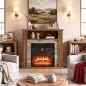 Chimenea Eléctrica Decorativa 1800W con Repisa Efecto Llama 5 Brillos Termostato Temporizador Mando Marrón