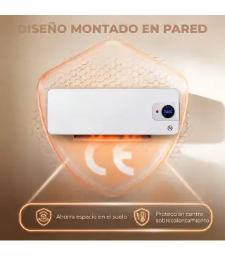 Calefactor Eléctrico de Pared 2000W con 3 Modos WiFi App Pantalla LED Termostato Temporizador y Oscilación Blanco