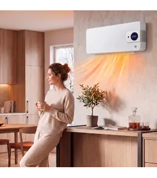 Calefactor Eléctrico de Pared 2000W con 3 Modos WiFi App Pantalla LED Termostato Temporizador y Oscilación Blanco