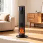 Calefactor Eléctrico Cerámico PTC 2000W con 5 Modos App Wi‑Fi Llama 3D Mando Protección Contra Sobrecalentamiento Negro
