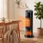 Calefactor Eléctrico Cerámico PTC 2000W con 5 Modos App Wi‑Fi Llama 3D Mando Protección Contra Sobrecalentamiento Negro