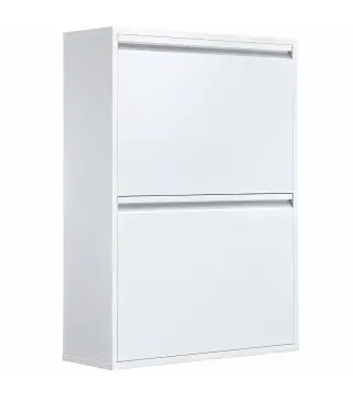 Mueble Cubos de Basura de Reciclaje de 4x15 L (60 L) 4 Compartimentos Estrechos de Acero Cierre Suave Blanco