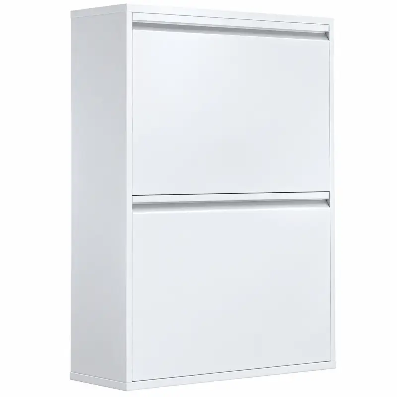 Mueble Cubos de Basura de Reciclaje de 4x15 L (60 L) 4 Compartimentos Estrechos de Acero Cierre Suave Blanco Mueble Cubos de Basura de Reciclaje de 4x15 L (60 L) 4 Compartimentos Estrechos de Acero Cierre Suave Blanco