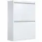 Mueble Cubos de Basura de Reciclaje de 4x15 L (60 L) 4 Compartimentos Estrechos de Acero Cierre Suave Blanco