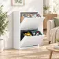 Mueble Cubos de Basura de Reciclaje de 4x15 L (60 L) 4 Compartimentos Estrechos de Acero Cierre Suave Blanco Mueble Cubos de Basura de Reciclaje de 4x15 L (60 L) 4 Compartimentos Estrechos de Acero Cierre Suave Blanco