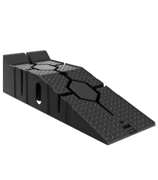 Juego 2 Rampas para Coches de HDPE Carga 2 Toneladas para Coches Estándares Furgonetas Pequeñas 90x29,5x22,5 cm Negro