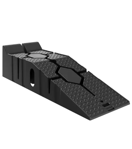Juego 2 Rampas para Coches de HDPE Carga 2 Toneladas para Coches Estándares Furgonetas Pequeñas 90x29,5x22,5 cm Negro