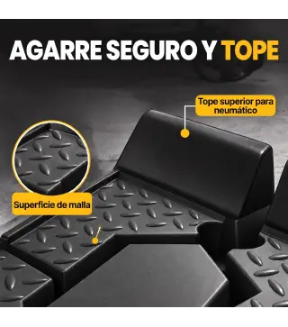 Juego 2 Rampas para Coches de HDPE Carga 2 Toneladas para Coches Estándares Furgonetas Pequeñas 90x29,5x22,5 cm Negro