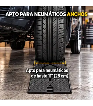 Juego 2 Rampas para Coches de HDPE Carga 2 Toneladas para Coches Estándares Furgonetas Pequeñas 90x29,5x22,5 cm Negro