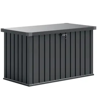 Arcón Exterior 400L Baúl de Almacenaje Exterior de Acero Galvanizado Resistente a la Intemperie con Cerradura Gris