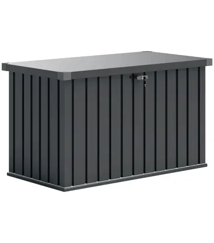 Arcón Exterior 400L Baúl de Almacenaje Exterior de Acero Galvanizado Resistente a la Intemperie con Cerradura Gris