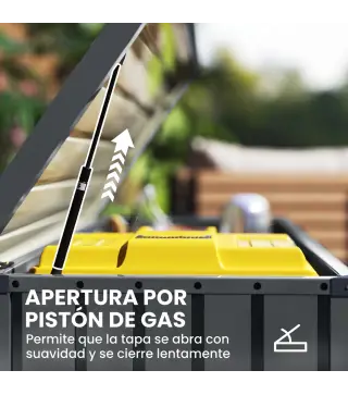 Arcón Exterior 400L Baúl de Almacenaje Exterior de Acero Galvanizado Resistente a la Intemperie con Cerradura Gris