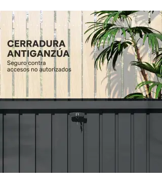 Arcón Exterior 400L Baúl de Almacenaje Exterior de Acero Galvanizado Resistente a la Intemperie con Cerradura Gris