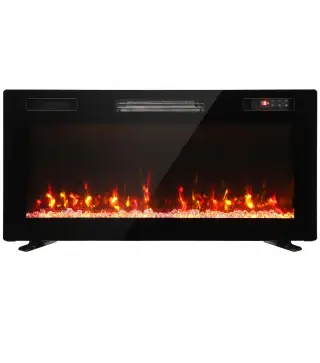 Chimenea Eléctrica Ultrafina 900/1800W Empotrable/Colgante/de Pie 12 Colores de Llama 3D Control Remoto hasta 35㎡ Negro