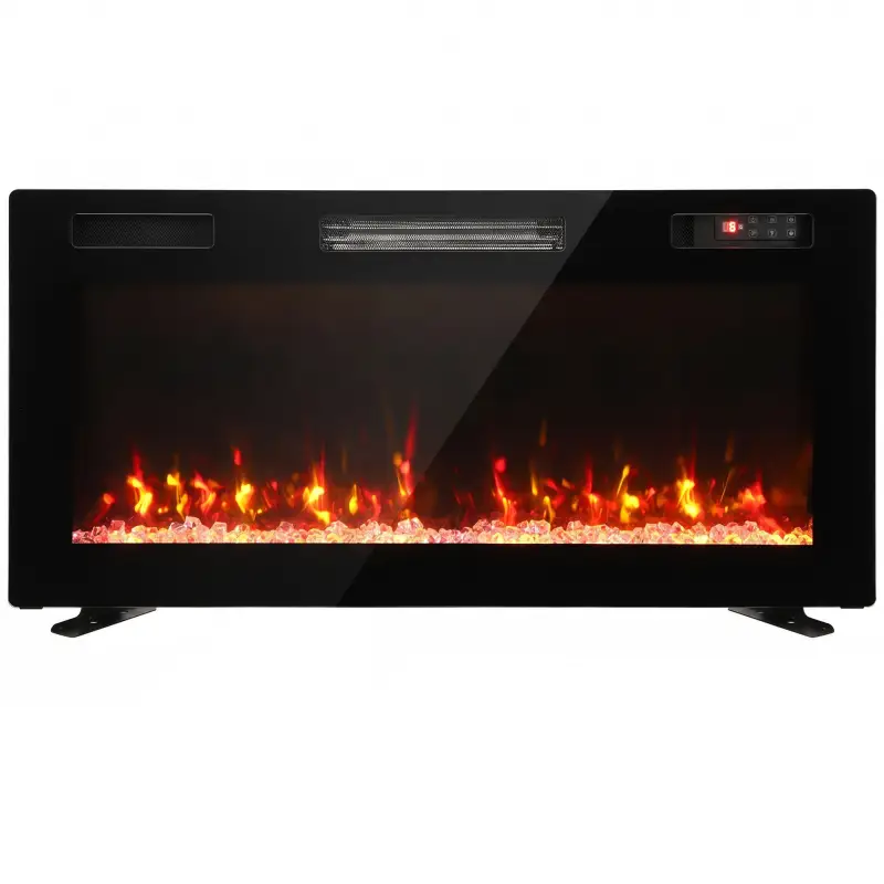 Chimenea Eléctrica Ultrafina 900/1800W Empotrable/Colgante/de Pie 12 Colores de Llama 3D Control Remoto hasta 35㎡ Negro