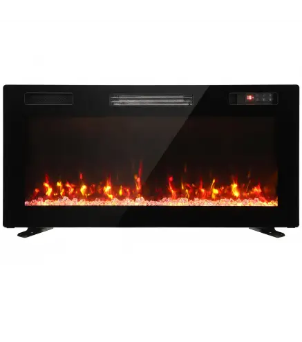 Chimenea Eléctrica Ultrafina 900/1800W Empotrable/Colgante/de Pie 12 Colores de Llama 3D Control Remoto hasta 35㎡ Negro