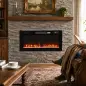 Chimenea Eléctrica Ultrafina 900/1800W Empotrable/Colgante/de Pie 12 Colores de Llama 3D Control Remoto hasta 35㎡ Negro