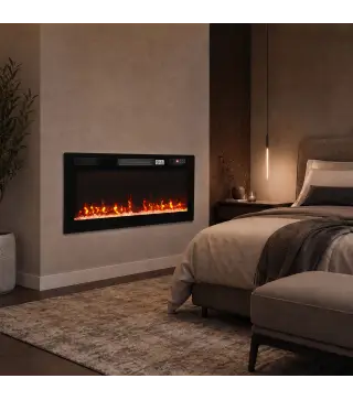 Chimenea Eléctrica Ultrafina 900/1800W Empotrable/Colgante/de Pie 12 Colores de Llama 3D Control Remoto hasta 35㎡ Negro
