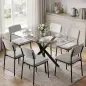 Mesa de Comedor Rectangular Moderna 6 Personas Tablero Vidrio Templado Patas Cruzadas de Acero 120x65 cm Transparente