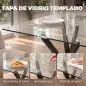 Mesa de Comedor Rectangular Moderna 6 Personas Tablero Vidrio Templado Patas Cruzadas de Acero 120x65 cm Transparente Mesa de Comedor Rectangular Moderna 6 Personas Tablero Vidrio Templado Patas Cruzadas de Acero 120x65 cm Transparente