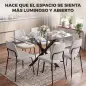 Mesa de Comedor Rectangular Moderna 6 Personas Tablero Vidrio Templado Patas Cruzadas de Acero 120x65 cm Transparente Mesa de Comedor Rectangular Moderna 6 Personas Tablero Vidrio Templado Patas Cruzadas de Acero 120x65 cm Transparente