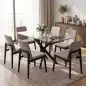 Mesa de Comedor Rectangular Moderna 6 Personas Tablero Vidrio Templado Patas Cruzadas de Acero 120x65 cm Transparente Mesa de Comedor Rectangular Moderna 6 Personas Tablero Vidrio Templado Patas Cruzadas de Acero 120x65 cm Transparente