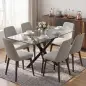 Mesa de Comedor Rectangular Moderna 6 Personas Tablero Vidrio Templado Patas Cruzadas de Acero 120x65 cm Transparente Mesa de Comedor Rectangular Moderna 6 Personas Tablero Vidrio Templado Patas Cruzadas de Acero 120x65 cm Transparente