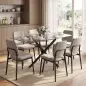 Mesa de Comedor Rectangular Moderna 6 Personas Tablero Vidrio Templado Patas Cruzadas de Acero 120x65 cm Transparente Mesa de Comedor Rectangular Moderna 6 Personas Tablero Vidrio Templado Patas Cruzadas de Acero 120x65 cm Transparente