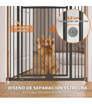 Barrera de Seguridad Perros Gatos Extra Alta 180 cm Extensible 74-100 cm para Puerta Escalera Montaje a Presión Negro