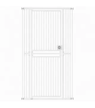 Barrera de Seguridad Perros Gatos Extra Alta 180 cm Extensible 74-100 cm para Puerta Escalera Montaje a Presión Blanco