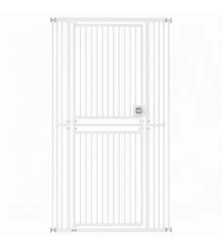 Barrera de Seguridad Perros Gatos Extra Alta 180 cm Extensible 74-100 cm para Puerta Escalera Montaje a Presión Blanco