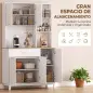 Alacena de Cocina con 5 Puertas 3 Estantes Cajón Encimera para Microondas Estantes Ajustables 106,5x40x180 cm Blanco