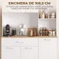 Alacena de Cocina con 5 Puertas 3 Estantes Cajón Encimera para Microondas Estantes Ajustables 106,5x40x180 cm Blanco