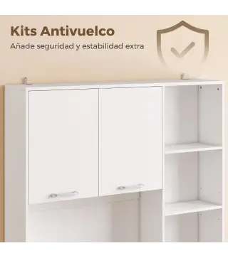 Alacena de Cocina con 5 Puertas 3 Estantes Cajón Encimera para Microondas Estantes Ajustables 106,5x40x180 cm Blanco