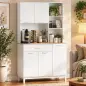 Alacena de Cocina con 5 Puertas 3 Estantes Cajón Encimera para Microondas Estantes Ajustables 106,5x40x180 cm Blanco