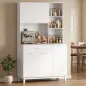Alacena de Cocina con 5 Puertas 3 Estantes Cajón Encimera para Microondas Estantes Ajustables 106,5x40x180 cm Blanco