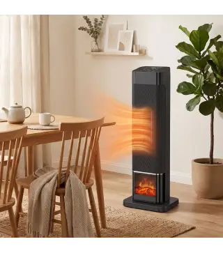 Calefactor Eléctrico Cerámico PTC 2000W con 4 Modos Llama Dinámica Mando Oscilación 70° Protección Sobrecalentamiento