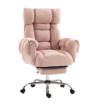 Silla de Oficina Ergonómica con Reposapiés Reposabrazos y Respaldo Alto Abatibles Reclinable 135° Altura Ajustable Rosa