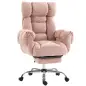 Silla de Oficina Ergonómica con Reposapiés Reposabrazos y Respaldo Alto Abatibles Reclinable 135° Altura Ajustable Rosa