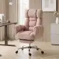 Silla de Oficina Ergonómica con Reposapiés Reposabrazos y Respaldo Alto Abatibles Reclinable 135° Altura Ajustable Rosa