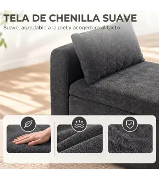 Banco de Almacenaje de Chenilla con Reposabrazos y Cojines Tapa Hidráulica Carga 220 kg 137x45x51 cm, Gris Oscuro