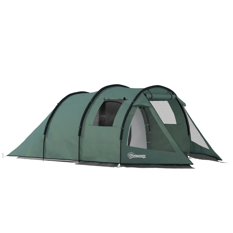Tienda de Campaña para 3 Personas Impermeable PU2000 mm Protección UV30+ con Bolsa de Transporte 475x264x172 cm Verde