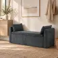 Banco de Almacenaje de Chenilla con Reposabrazos y Cojines Tapa Hidráulica Carga 220 kg 137x45x51 cm, Gris Oscuro