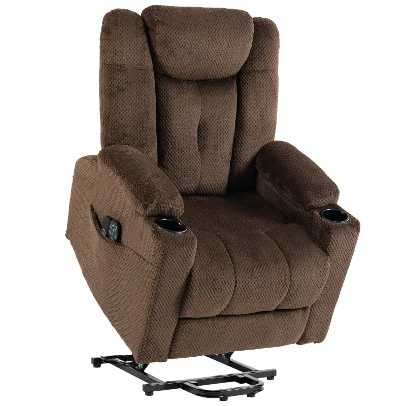 Sillón Relax Reclinable Eléctrico Levanta Personas Mayores con Masaje Calor Portavasos Mando Bolsillos Marrón Oscuro Sillón Relax Reclinable Eléctrico Levanta Personas Mayores con Masaje Calor Portavasos Mando Bolsillos Marrón Oscuro